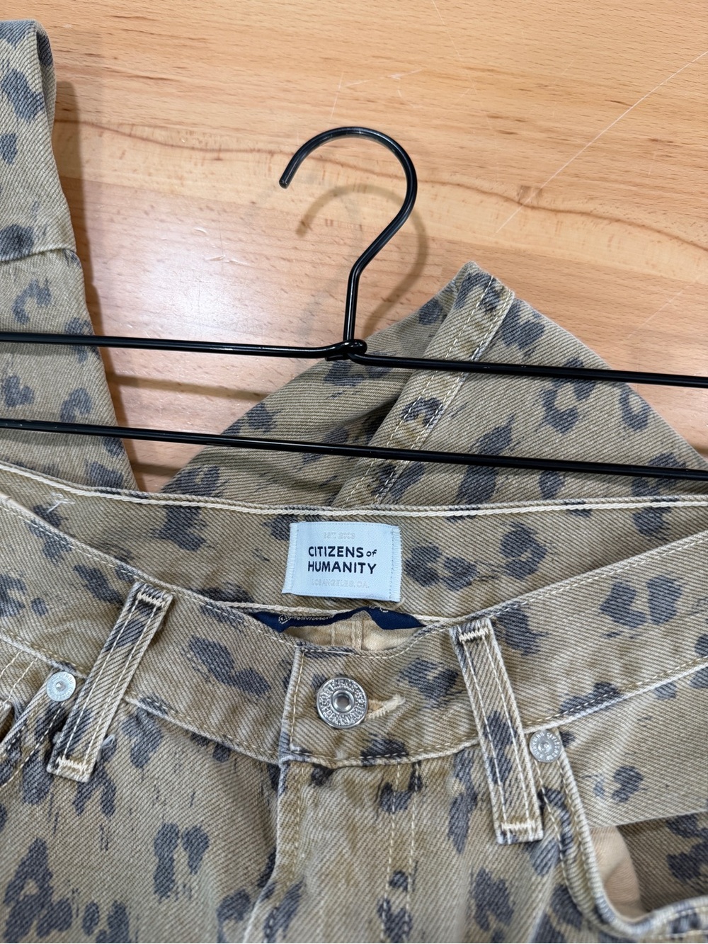 Citizens Of Humanity Miro Cheetah Print Barrel Jeans Tan Black NWOT 27 - Picture 6 of 9